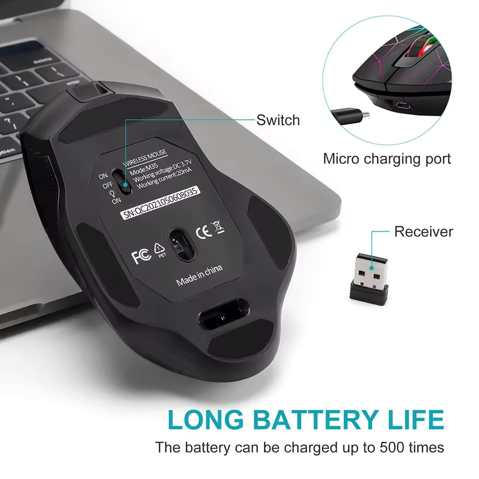 2.4G Rechargeable Wireless Mouse Gamer Gaming Mouse Computer Mouse Usb Ergonomic Mause With Backlight RGB Mice For Laptop PC - AliExpress 7