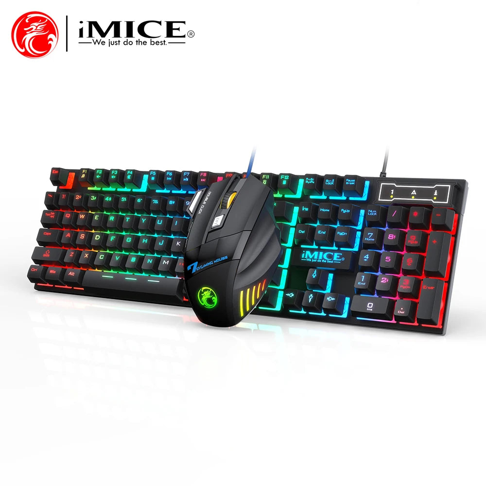 RGB Backlit Wired Ergonomic Design Keyboard Set Waterproof Luminous Gaming Keyboard And Mouse Combo PC Accessories For Gaming