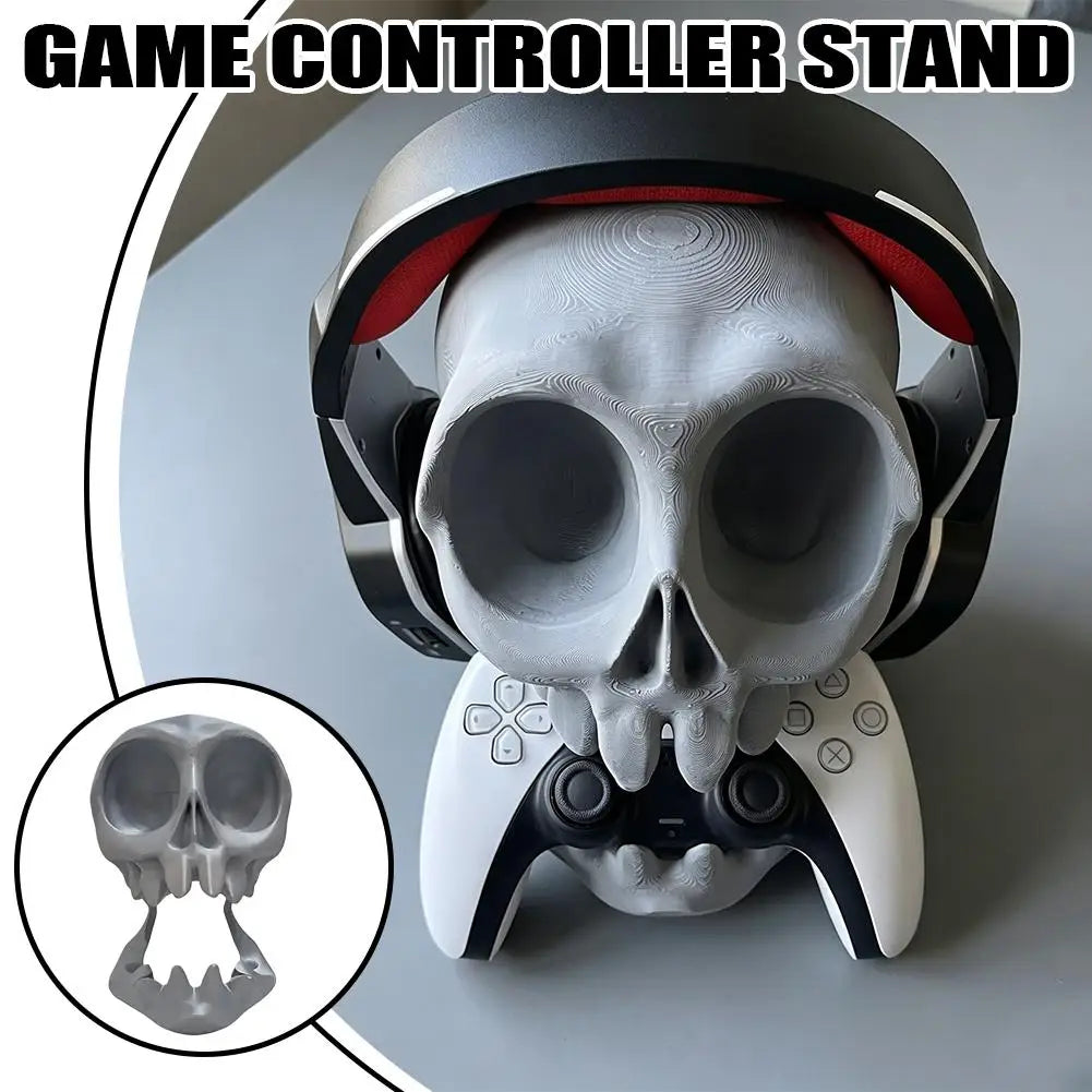 Universal Skull Headphone Controller Stand 2-in-1 Adjustable Anti-Slip Gaming Desktop Rack Holder