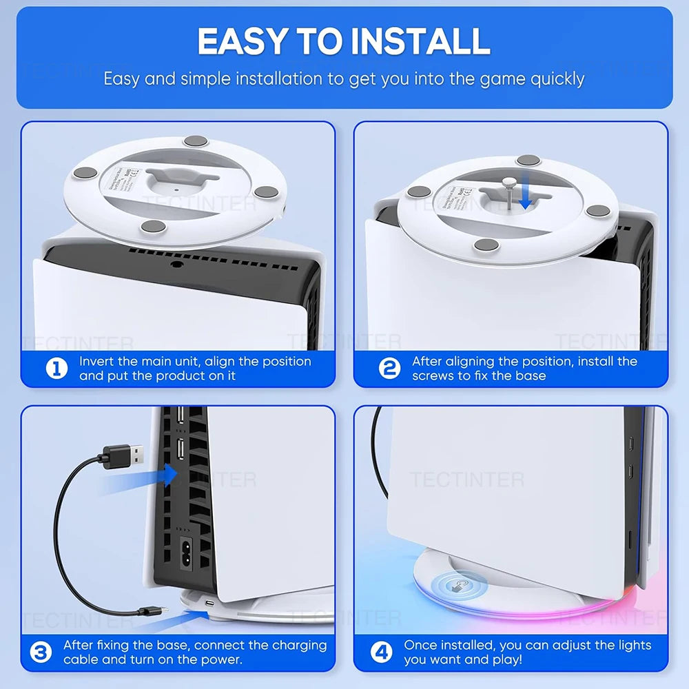 Vertical Cooling Stand with RGB Light For PS5 Slim / PS5 Pro Console Anti-Slip Base Bracket Holder Bracket Gaming Accessories