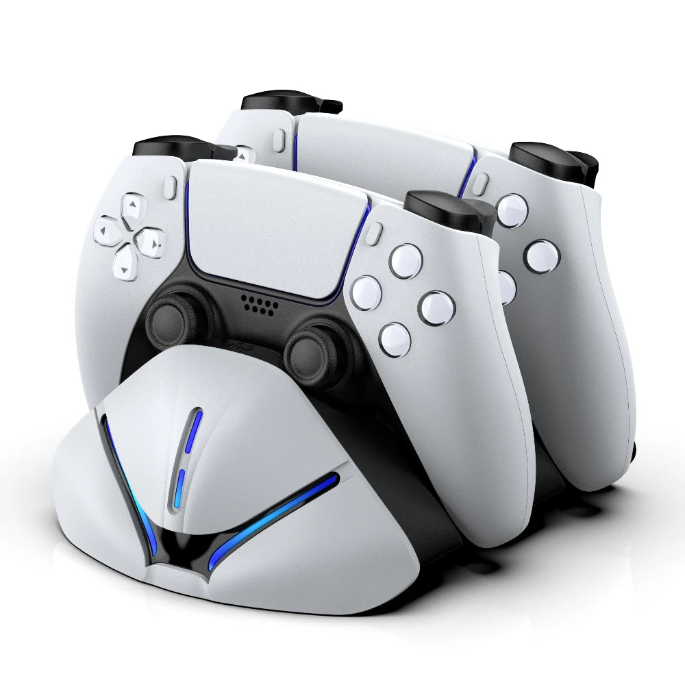 DinoFire FC600 Drop & Charge Station for PS5 - Dual Fast Dock for 2 DualSense, 2H/3H Fast Charge, Type-C, LED for PS5 Controller