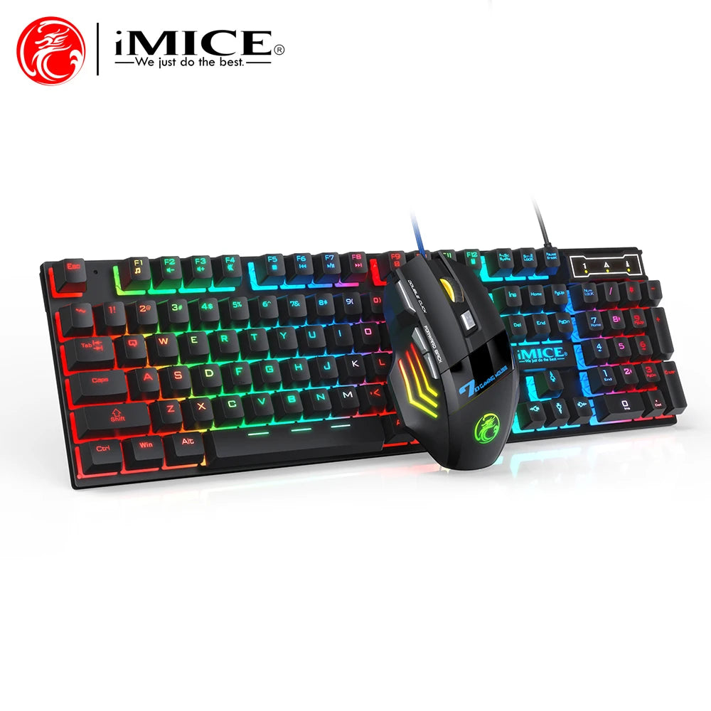 RGB Backlit Wired Ergonomic Design Keyboard Set Waterproof Luminous Gaming Keyboard And Mouse Combo PC Accessories For Gaming