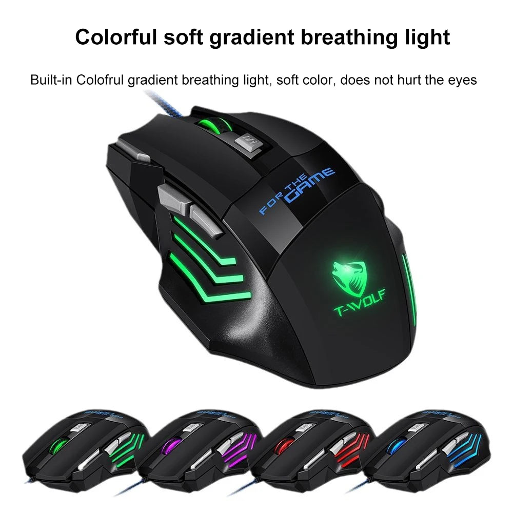 KEBIDUMEI 7 Buttons USB Wired Mouse RGB Backlit Mouse Ergonomic Gaming Mouse Plug and Play For PC Computer Laptop Windows Mac OS