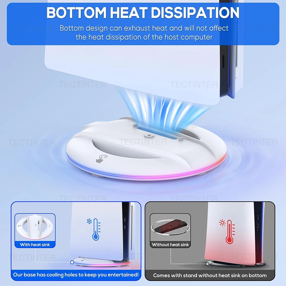 Vertical Cooling Stand with RGB Light For PS5 Slim / PS5 Pro Console Anti-Slip Base Bracket Holder Bracket Gaming Accessories