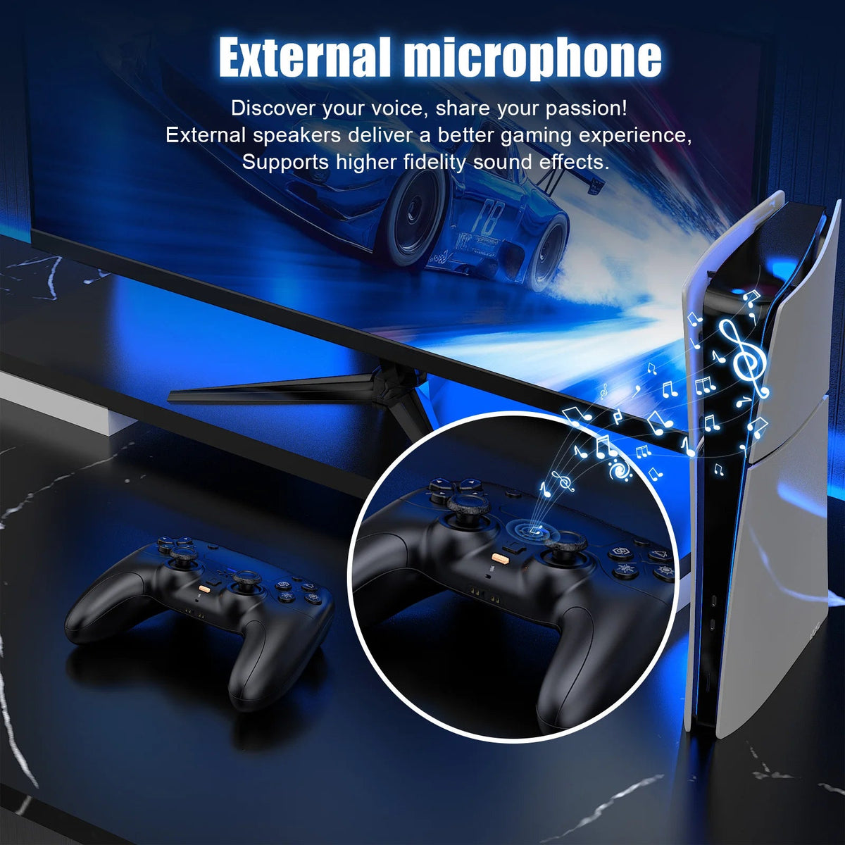 For Playstation 5 PS5/PC/Steam Controller BT Wireless Haptic Feedback Dual Shock Hall Effect Gamepads External Mic Game Joystick