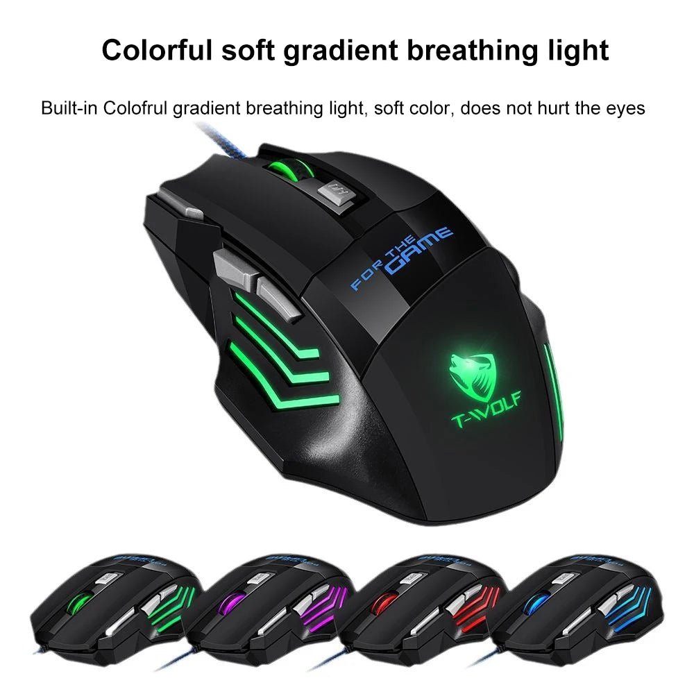 KEBIDUMEI 7 Buttons USB Wired Mouse RGB Backlit Mouse Ergonomic Gaming Mouse Plug and Play For PC Computer Laptop Windows Mac OS